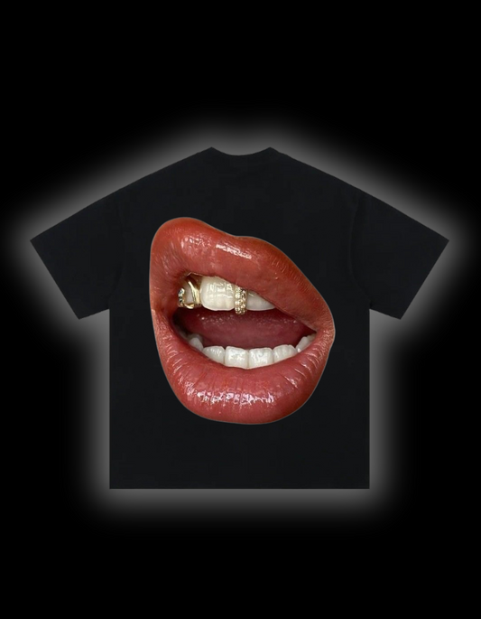 Rouge Lip Black T-Shirt